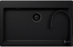 SCHOCK Schock Signus N-100XL konyhai mosogatótálca 790 x 500 mm Cristadur Puro, intenzív fekete és szűrőkosár, túlfolyó takaró és Schock Kavus konyhai csaptelep kihúzható fejjel Puro (SIN10XLPUKVEPUR)