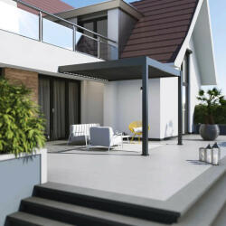  SUN ELEGANCE WALL 3x3 m Motoros antracit terasz pergola + LED világítás