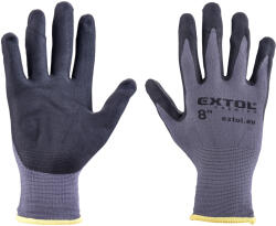 Extol Mănuși tricotate nylon-spandex, fără cusături, mărimea 8, cu palmă și vârf de deget acoperite cu nitril, manșetă cauciucată