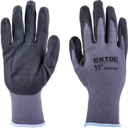 Extol Mănuși tricotate nailon-spandex, fără cusături, mărimea 11, cu palma și vârful degetelor acoperite cu nitril, manșetă cauciucată