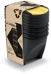 Prosperplast Sortibox 4 Darabos Szelektív Hulladékgyűjtő Rendszer Szett 4x25 L Fekete