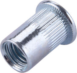 Fortum szegecsanya klt. 20 db, M10, POP-NUT, horganyzott acél, kerek, nyitott, lapos peremű, rovátkolt FORTUM