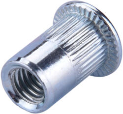 Fortum szegecsanya klt. 30 db, M6, POP-NUT, horganyzott acél, kerek, nyitott, lapos peremű, rovátkolt FORTUM