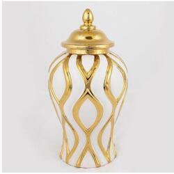 Eurolamp Kerámia váza 30, 6x16, 2 cm arany/fehér EU0491 (EU0491)
