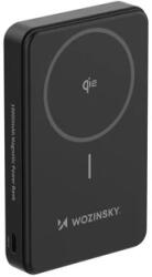 Wozinsky Powerbank WLWP-10KA0Y3S 22.5W PD Qi2 10000 mAh, állvánnyal, 1x USB-A, 1x USB-C - fekete (WLWP-10KA0Y3S)