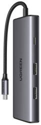 UGREEN 054923 UGREEN Revodok Pro 7in1 USB HUB Adapter, USB Type-C csatlakozó - 2 x USB-A + 2 x USB Type-C + HDMI + SD/TF aljzat, szürke (054923)