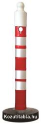 Műanyag poller önterhelő talppal, piros, lánctartóval, kupakkal, PPC 110x1200 mm