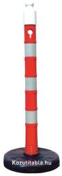 Műanyag poller önterhelő talppal, piros, lánctartóval, PPC, 80x1100 mm