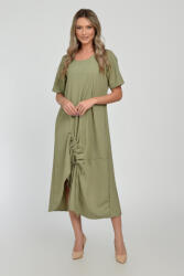 Pierino Rochie lunga A-line din in mercerizat cu siret la poale, kaki deschis S/M