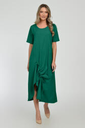 Pierino Rochie lunga A-line din in mercerizat cu siret la poale, verde inchis S/M