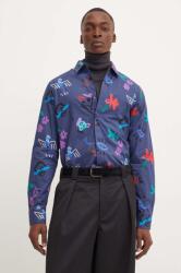 Desigual pamut ing NUEVAJERSEY férfi, galléros, regular, 24WMCW28 - kék S