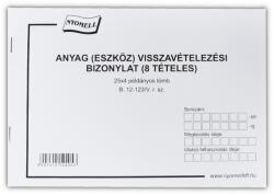 Bluering Készlet visszavételezési bizonylat 8 tételes 25×4 lapos tömb A/5 fekvő B. 12-123/V Bluering (61262)