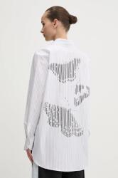 HUGO BOSS pamut ing női, galléros, fehér, relaxed, 50533037 - fehér 38