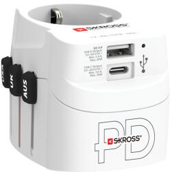 SKROSS PRO Light USB AC30PD, világutazó hálózati csatlakozó átalakító, földelt PD(gyorstöltés) (1.302473) - securezone