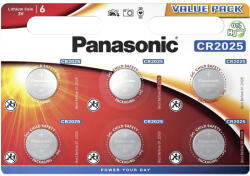 Panasonic CR2025 3V lítium gombelem 6db/csomag (CR-2025EL/6BW) - securezone