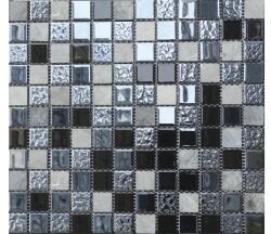 MIRAVA Mozaic sticlă și piatră naturală MIRAVA negru 30, 5x32, 5 cm (HBC001)