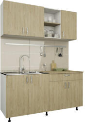 haaus Mobilă de bucătărie Roma, L160 cm, alb/lemn natural (911386)