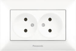 Panasonic Priză dublă fără împământare Panasonic Arkedia Slim, alb, incl. ramă (P-SA.P2)