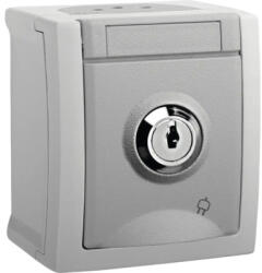 Panasonic Priză simplă cu împământare Panasonic Pacific IP54 gri, cu cheie, montaj aplicat (P-PS+K)