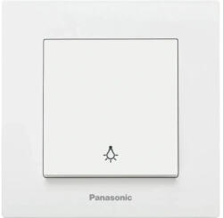 Panasonic Buton cu revenire cap-scară Panasonic Karre Plus, simbol pentru iluminat, alb, incl. ramă (P-KPI.R)