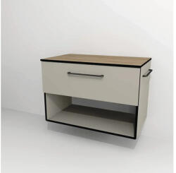 Devo Dulap bază lavoar baie suspendat Devo Sonus 2.0 77x52 cm MDF bej/stejar bardolino 1 sertar cu închidere lentă 1 poliță (SO2-SU1S77x52F89K51)