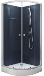 Aurlane Cabină de duș cu cădiță Aurlane Blue River Mint 2.0 85x85x195 cm, sticlă securizată transparentă, profil gri argintiu (CAB147)