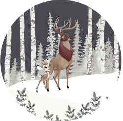 Komar Fototapet rotund autoadeziv Komar DD1-014 Disney Bambi Great Prince Ø 125 cm (DD1-014)