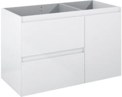 Jungborn Dulap bază lavoar baie suspendat Jungborn DECEM 100 cm MDF alb lucios 2 sertare 1 coș rufe dreapta (169089)