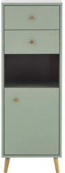 Möbelpartner Dulap baie pe sol 40x113, 4 cm PAL verde Bjarne 1 ușă batantă 2 sertare (153174)