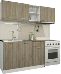 haaus Mobilă de bucătărie Kara, L 180 cm, alb/stejar Sonoma închis (911355)
