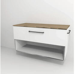 Devo Dulap bază lavoar baie suspendat Devo Sonus 2.0 97x52 cm MDF alb/stejar bardolino 1 sertar cu închidere lentă 1 poliță (SO2-SU1S97x52F01K51)