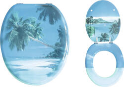 ADOB Capac WC ADOB Koh Samui, decor palmieri, din lemn, închidere simplă, 43x37 cm (87349)