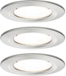 Paulmann Spoturi LED încastrate Nova GU10 6, 5W IP44, Ø78 mm, becuri LED incluse, nichel mat, pachet 3 bucăți (93440)