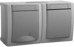 Panasonic Întrerupător & priză Panasonic Pacific IP54 gri, montaj aplicat orizontal (P-PS+I)