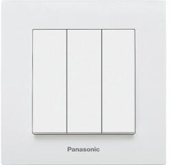 Panasonic Întrerupător triplu Panasonic Karre Plus, alb, incl. ramă (P-KP3)
