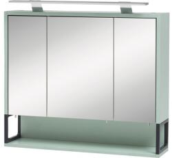 Möbelpartner Dulap baie cu oglindă 700D Limone 70x68 cm PAL verde mentă 3 uşi iluminare LED (146032)