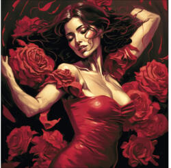 Pure Living Tablou sticlă Pure Living Dance with Roses 50x50 cm (GLA2844B)