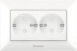 Panasonic Priză dublă cu împământare Panasonic Arkedia Slim, alb, cu protecție copii, incl. ramă (P-SA.S2.COP)