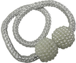 Gardinia Clemă magnetică Gardinia Flex-V cu perle și șnur pentru draperie, alb, 48 cm, set 2 buc (36456)