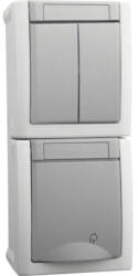 Panasonic Întrerupător & priză Panasonic Pacific IP54 gri, montaj aplicat vertical (P-PS+C)