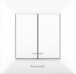 Panasonic Întrerupător dublu Panasonic Arkedia Slim, cu lumină, alb, incl. ramă (P-SA.2L)