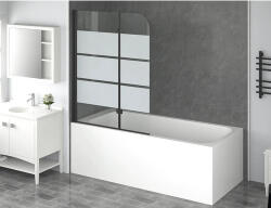 form&style Paravan cadă form&style CABIA 112x140 cm, 2 elemente, sticlă decor dungi, profil negru (K-036AN-BK)