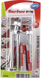 Fischer Befestigungssysteme Dibluri plastic cu șurub Fischer DuoPower 10x50 mm, 4 bucăți (534999)