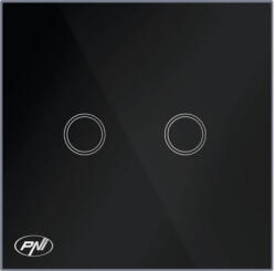 PNI Întrerupător touch dublu PNI SH222 cu lumină, negru (PNI-SH222)