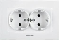 Panasonic Priză dublă cu împământare Panasonic Karre Plus, alb, incl. ramă (P-KPS2)