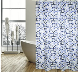 MSV Perdea de duş MSV Mosaiko Textil 180x200 cm alb/albastru (149279) Perdea de dus