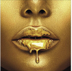 Pure Living Tablou sticlă Pure Living Golden Lips I 50x50 cm (GLA2370B)