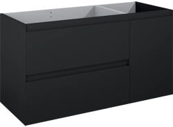 Jungborn Dulap bază lavoar baie suspendat Jungborn DECEM 120 cm MDF negru mat 2 sertare 1 coș rufe dreapta (168167)