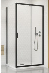 Radaway Set cabină de duș pătrată Radaway Alienta Black DWJ+S cu cădiță de duș si sifon, 80x120 cm, sticlă transparentă, profil negru (202408)