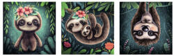 The Wall Set 3 tablouri canvas The Wall Sloth, 3x 25x25 cm (53314)